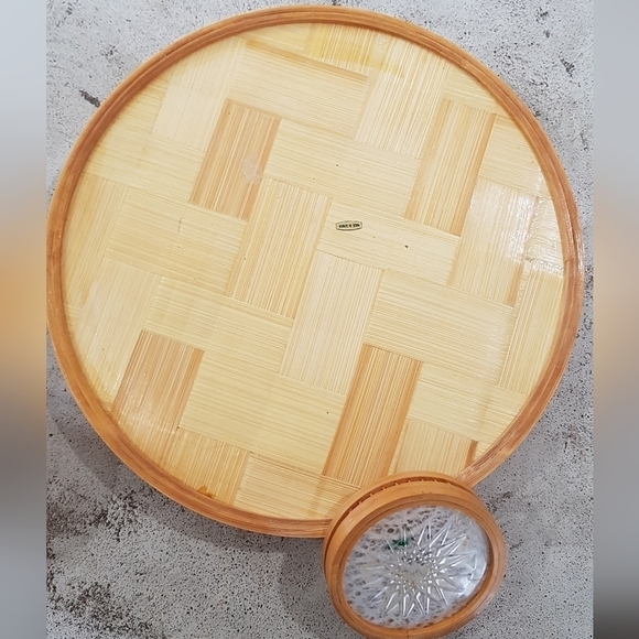 1970s Pressed Butterfly Bamboo Coaster & Tray Set - Picture 6 of 11